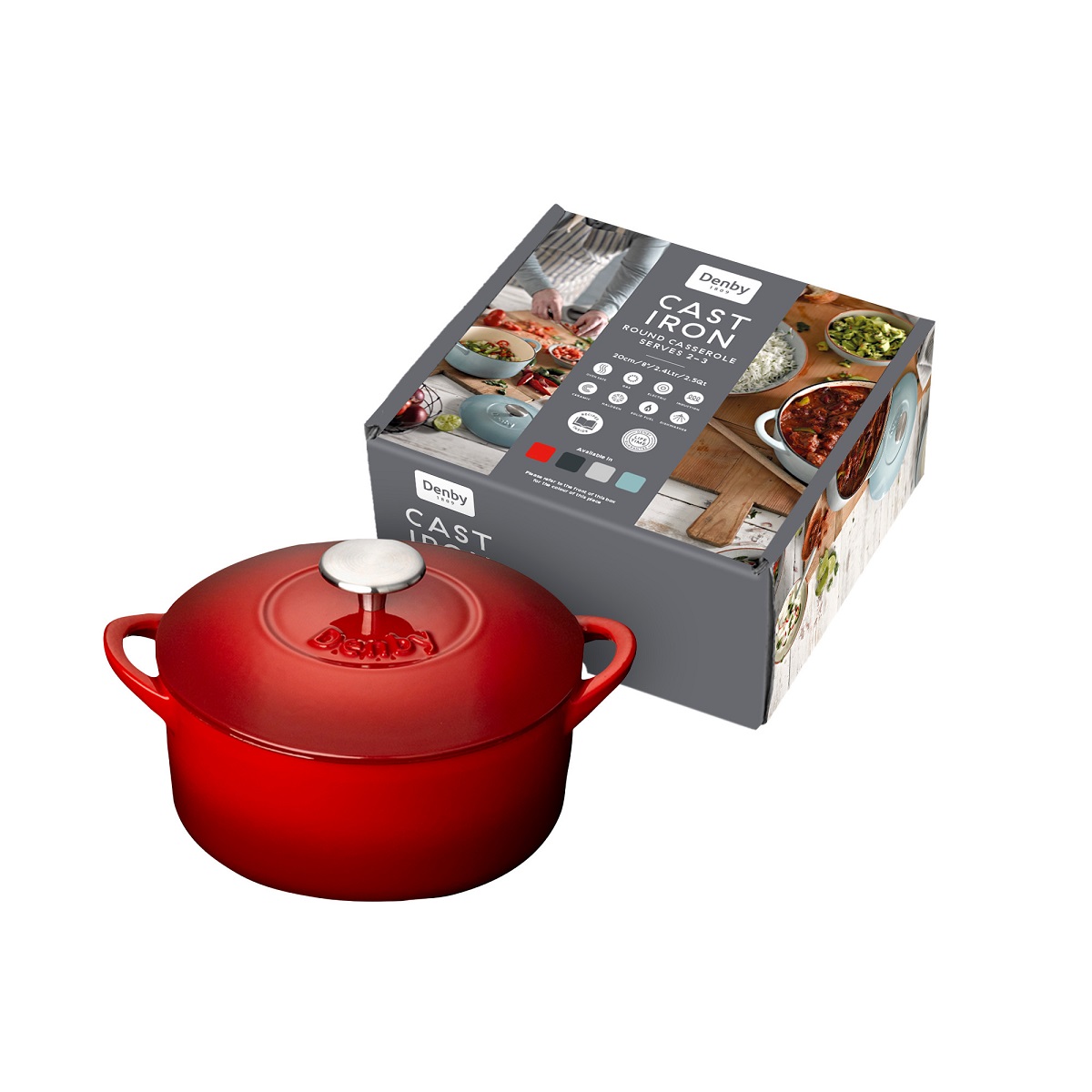 סיר קסרול יציקה אדום 20 ס"מ – תמונה 2