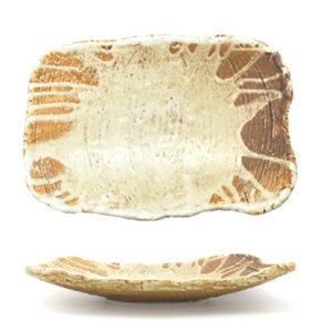 צלחת מלבנית חום/בז 24.8*18*4.5 סמ אורגנ